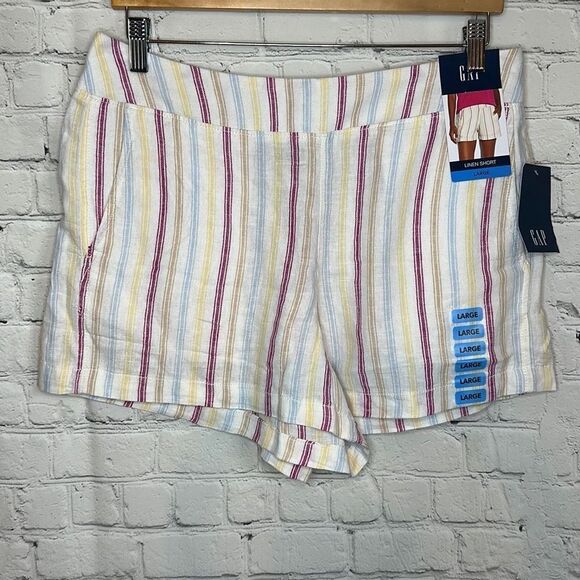 Gap Women’s Linen Shorts Dotted Sun Stripe size Large NEW - Picture 1 of 9
